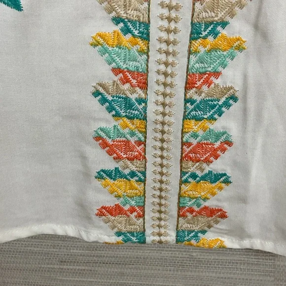 Savanna Jane V-Neck Blouse with Floral Embroidery - White and Pink Plus 1X - Picture 7 of 14